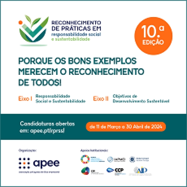 Reconhecimento de Pr&aacute;ticas em Responsabilidade Social e Sustentabilidade | Candidaturas at&eacute; 30 de abril